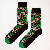 Fargerike sokker, hodeskalle, planter, svart, grønn