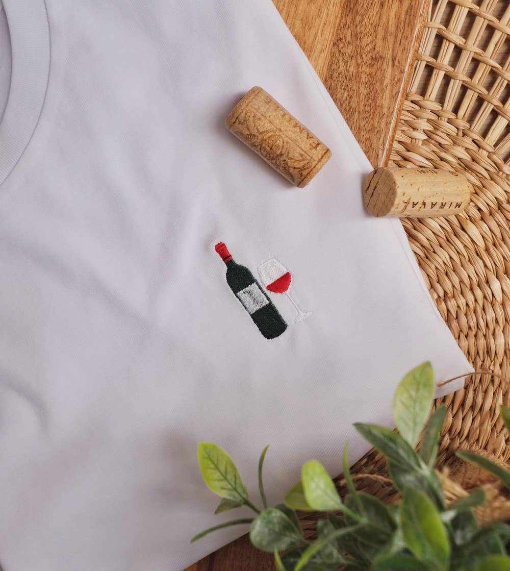 Brodert T-skjorte - Bordeaux Red